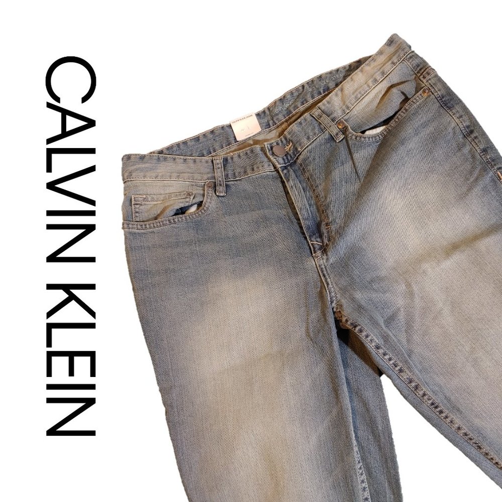 🆕 Calvin Klein Men's Jeans, Straight Fit, 34W x 34L, Blue, Stone Washed